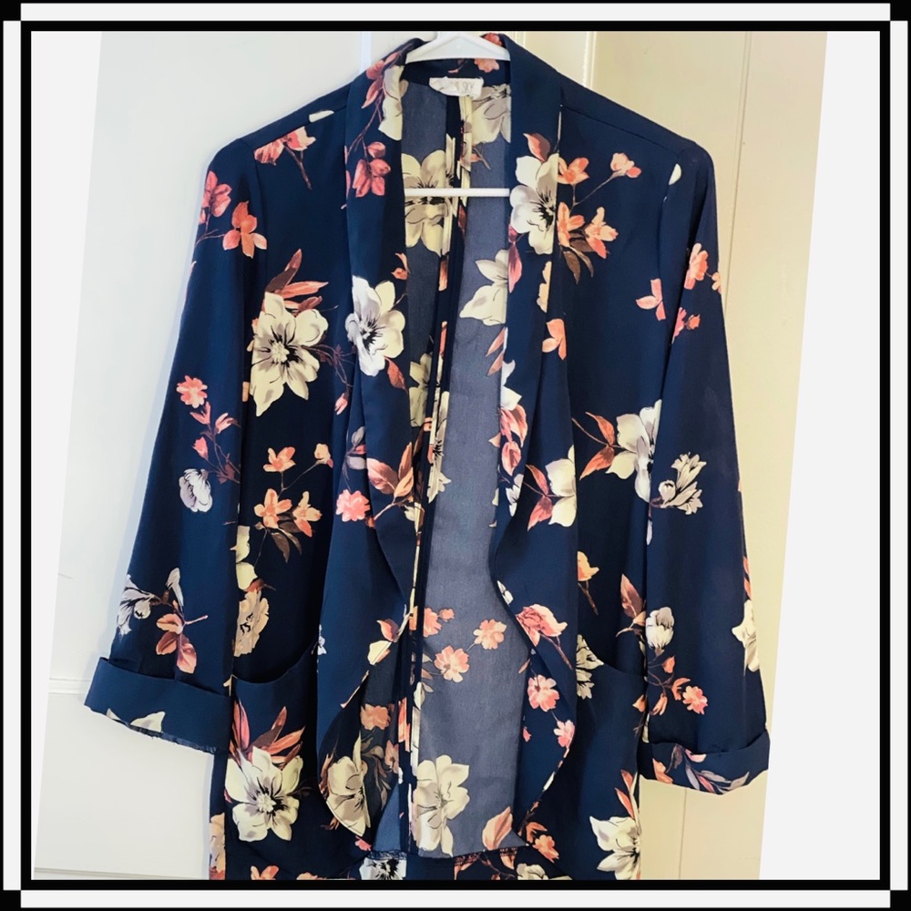 Sienna Sky Navy Floral Blazer, Size M
